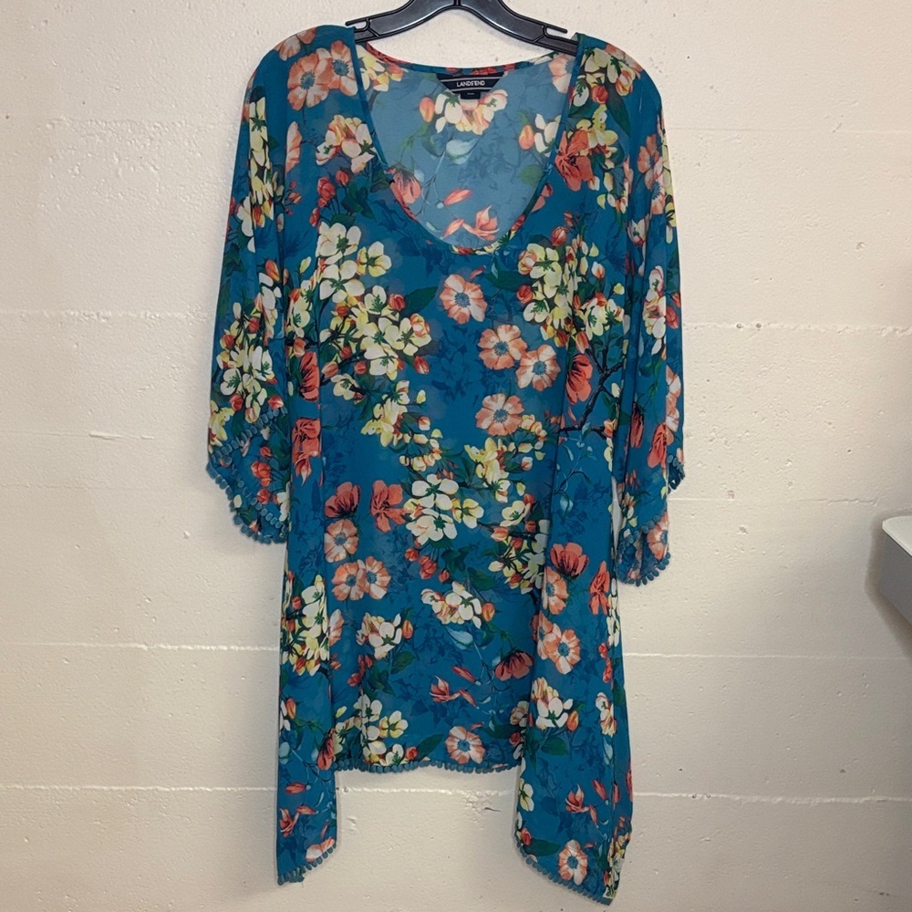 Lands End Swimsuit cover up XS floral print